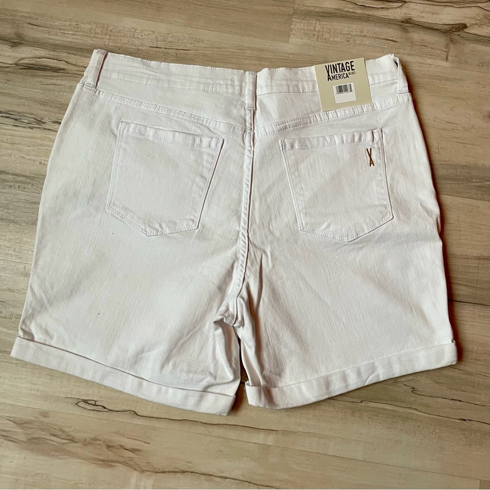 Embroidered White Denim Shorts - Picture 2 of 10